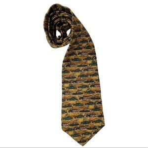 XMI Classic Car Gold Tan Silk Neck Tie